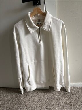 Men's Cream Half-Zip Collar Sweater